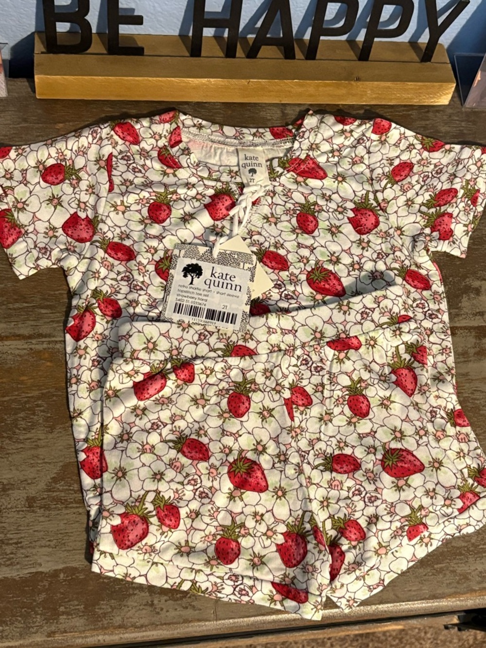 Kate Quinn Strawberry Vine Floral-Retro shortie-matching set-S/S sleeve & shorts